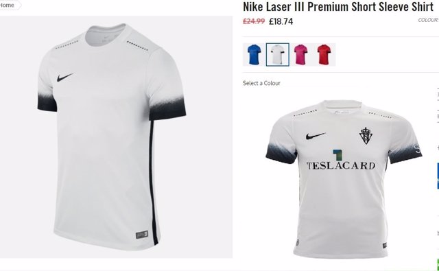 La oferta del modelo de Nike. Abajo a la izquierda, la del Sporting. 