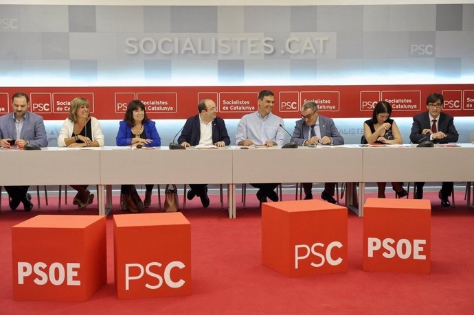 Reunión de las Ejecutivas de PSOE y PSC con Pedro Sánchez y Miquel Iceta