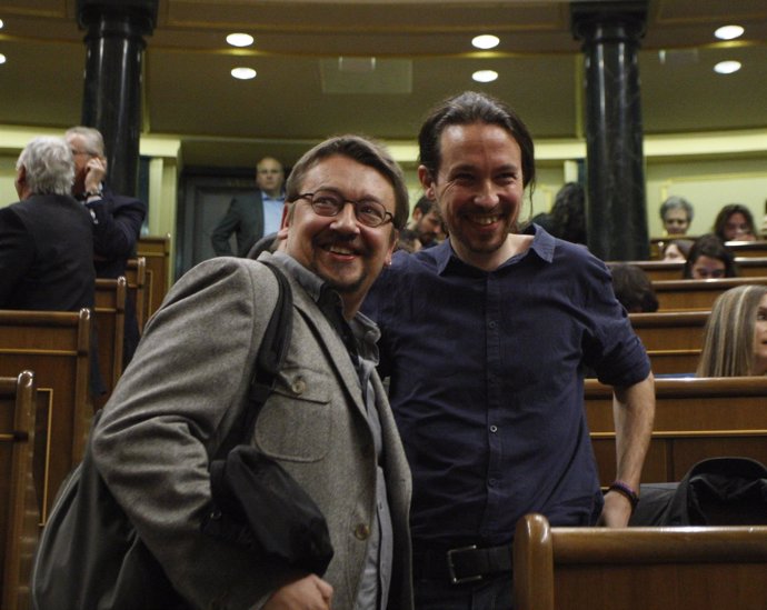Pablo Iglesias y Xavier Domenech, líder de En Comú Podem