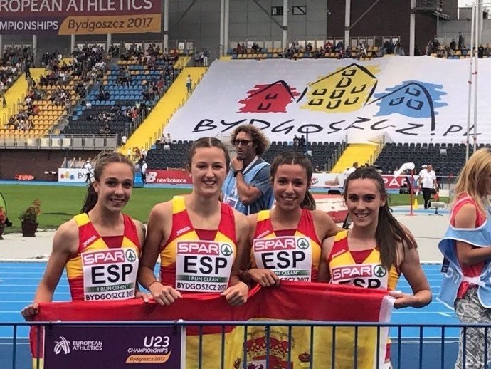 Equipo español de 4x100 femenino en el Europeo de Atletismo