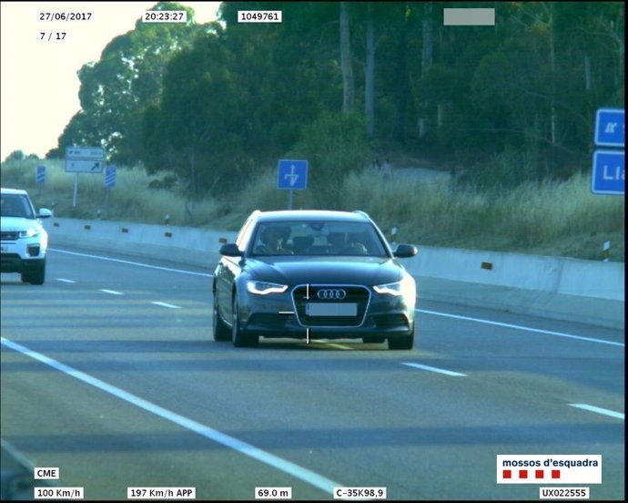 Vehículo del infractor denunciado por conducir a 197 km/h en Llagostera (Girona)