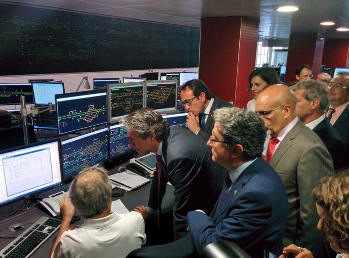 I.de la Serna, J.Rull i I.Millo en un Control de Trànsit Centralitzat 