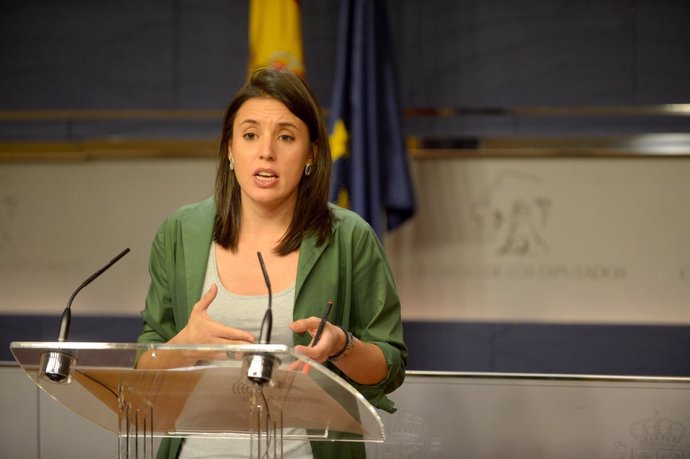 Irene Montero, portavoz de Podemos en el Congreso en rueda de prensa