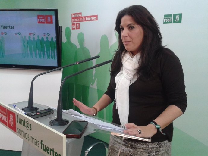 La vicesecretaria general del PSOE de Jaén, Ángeles Férriz, en rueda de prensa.