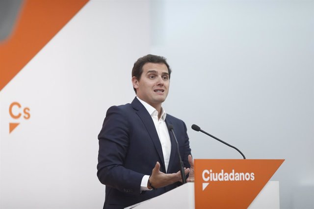 El presidente de Ciudadanos, Albert Rivera, en rueda de prensa