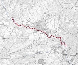 Traçat aproximat de la Via Blava de l'àmbit de l'Anoia.