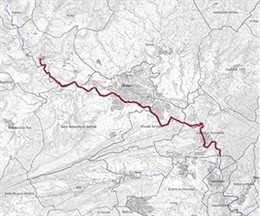Traçat aproximat de la Via Blava de l'àmbit de l'Anoia.