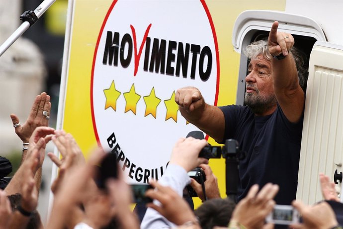 Beppe Brillo es el líder del Movimiento Cinco Estrellas en Italia