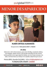 Buscan a un menor de 14 años desaparecido este martes por la zona de Arturo Soria