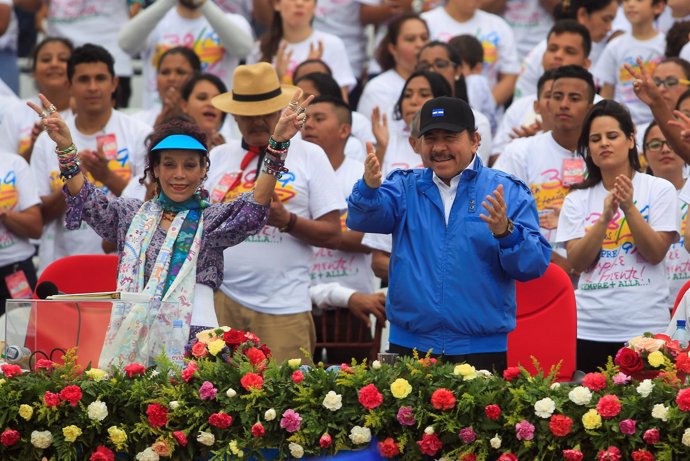 El presidente de Nicaragua, Daniel Ortega, y la vicepresidenta, Rosario Murillo.
