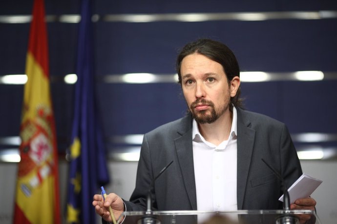 Rueda de prensa de Pablo Iglesias tras reunirse con Pedro Sánchez