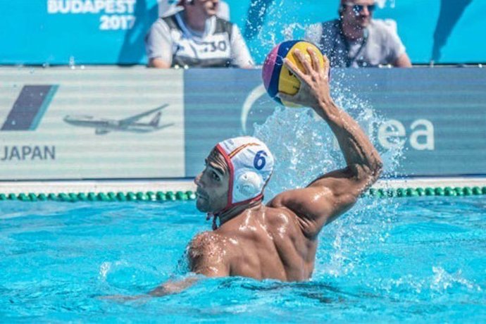 Marc Minguell con la selección española de waterpolo
