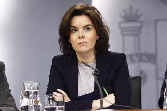 Soraya Sáenz de Santamaría en la rueda de prensa tras el Consejo de Ministros