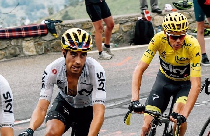 Mikel Landa con Chris Froome en el Tour de Francia 2017