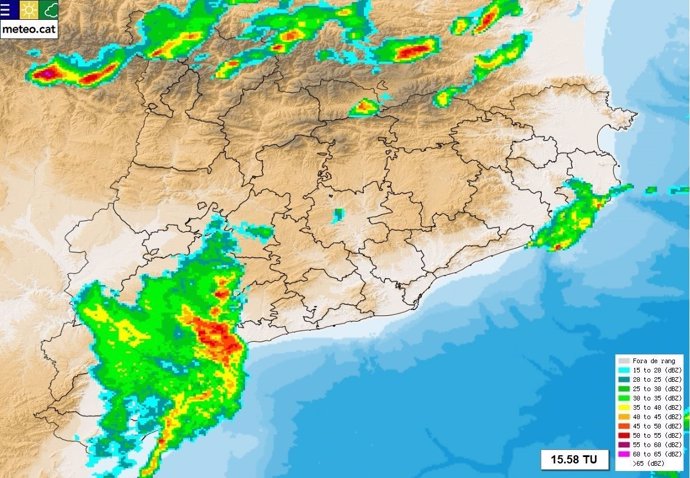 Mapa de precipitaciones en Catalunya el 23 de julio de 2017