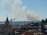 Medios aéreos y 50 bomberos forestales trabajan en la extinción de un incendio en Gibraleón