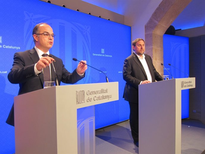 J.Turull i O.Junqueras en roda de premsa aquest dimarts                        