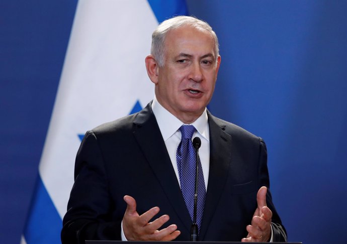 Netanyahu en rueda de prensa.