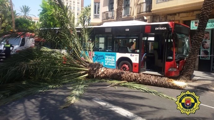 Autobús de la línea 9 accidentado