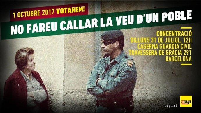La CUP convoca una concentració contra les citacions de la Guàrdia Civil