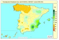 Las lluvias acumuladas desde octubre se mantienen en un 12% por debajo del valor normal