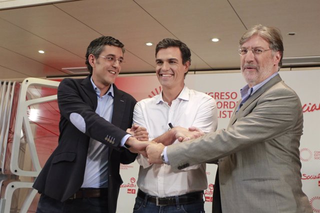 Debate entre Pedro Sánchez, Eduardo Madina y José Antonio Pérez Tapias