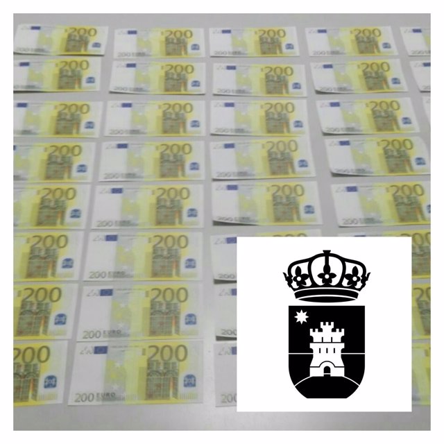 Billetes falsos intervenidos en Roquetas de Mar (Almería)