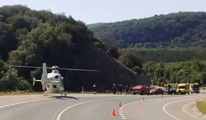 Accidente con tres ciclistas heridos en Zúñiga.