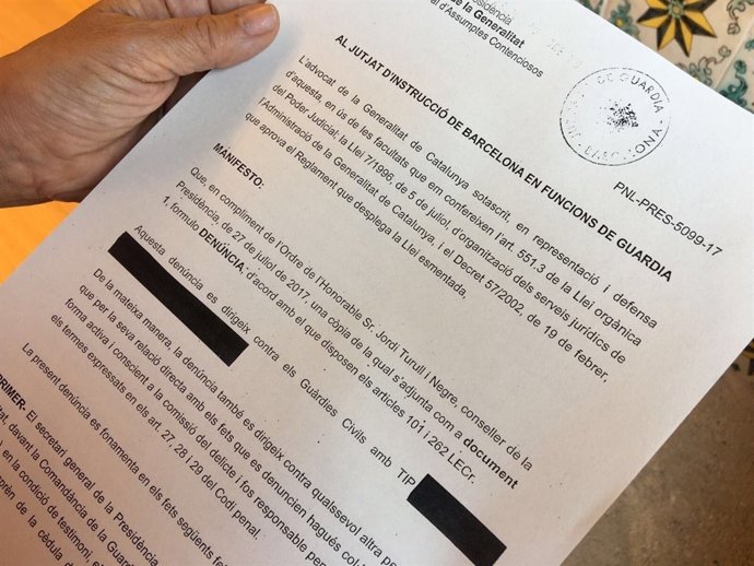 Denúncia de la Generalitat a la Guàrdia Civil per interrogatoris
