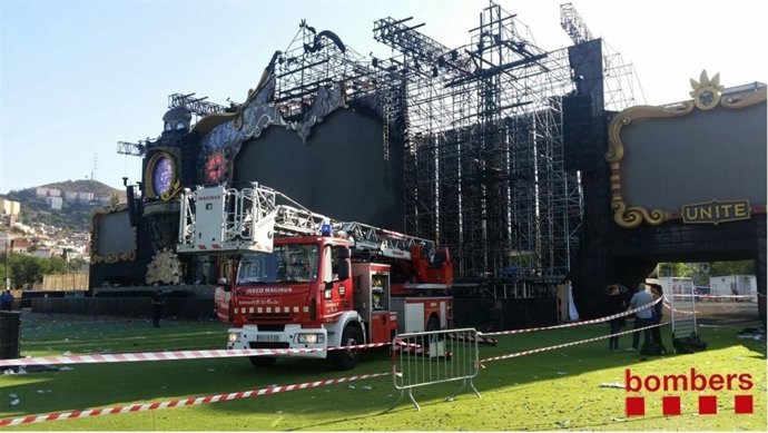 Escenari de Tomorrowland Barcelona després de l'incendi