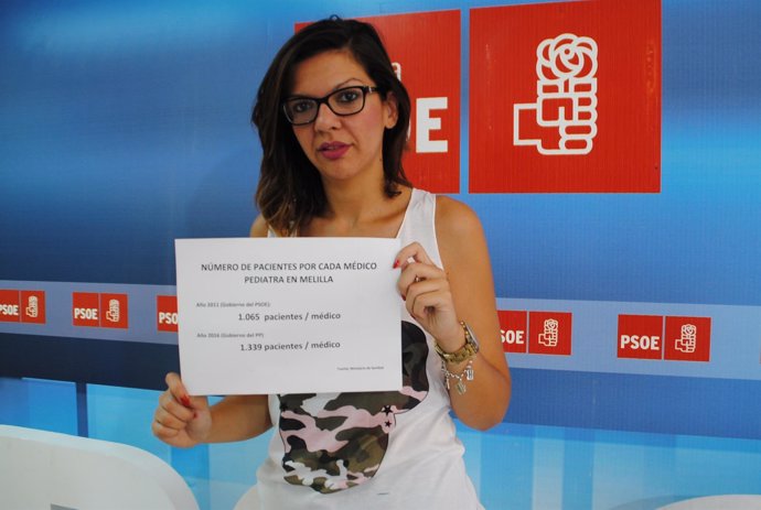 Sabrina Moh en rueda de prensa en la sede del PSOE de Melilla