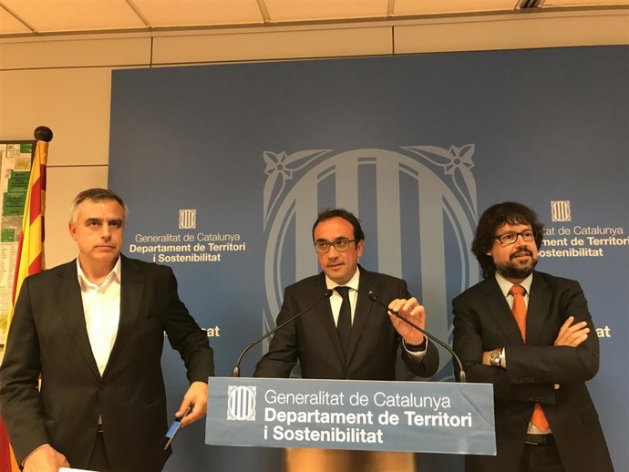 L'conseller Josep Rull i el secretari d'Infraestructures, Ricard Font