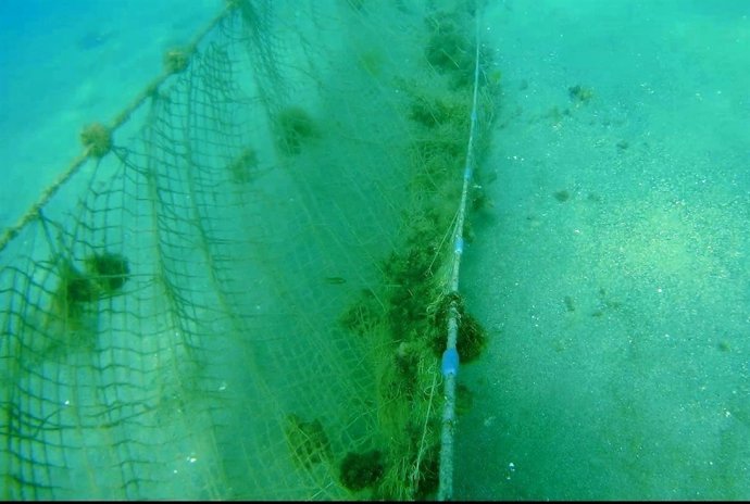 Red intervenida en el fondo del mar