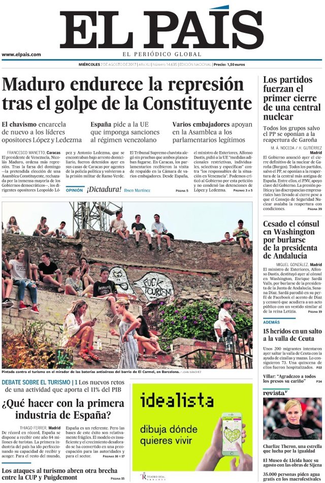 Portada de El País