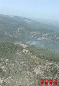Un incendio forestal en Vimbodí i Poblet (Tarragona) afecta a una zona de difícil acceso