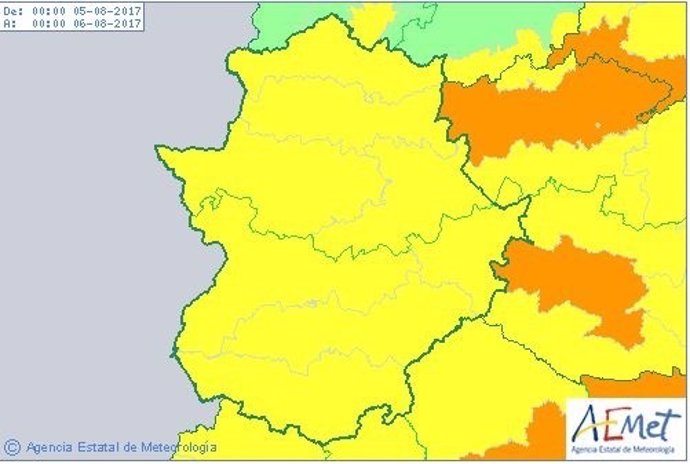 Avisos amarillos por calor hasta el sábado en Extremadura