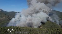 Más de 150 efectivos de Infoca trabajarán esta noche para controlar el incendio en Segura de la Sierra (Jaén)