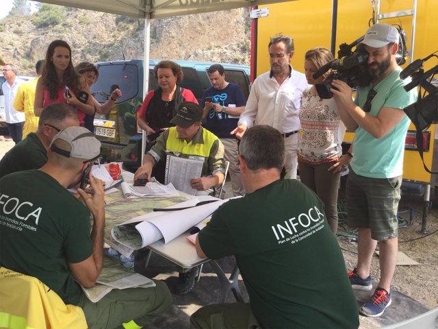 Puesto de Mando Avanzado del incendio de Segura de la Sierra.