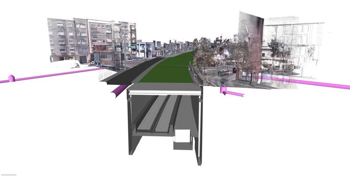 Simulació del tram cobert a Can Feu.