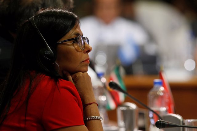 Venezuelan Foreign Minister Delcy Rodriguez listens during the OAS 47th General 