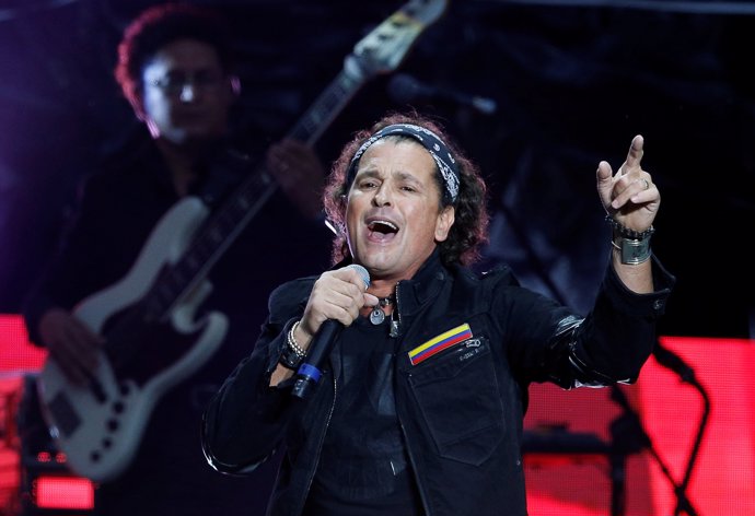 Singer Carlos Vives performs during a free open-air concert at Zocalo square in 