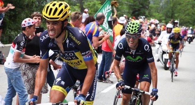 Alejandro Valverde y Alberto Contador en una subida
