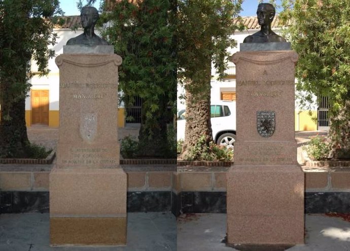 Monumento dedicado a 'Manolete' tras la restauración