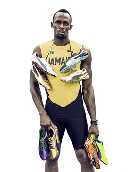 Usain Bolt, amb les seves sabatilles de la marca Puma
