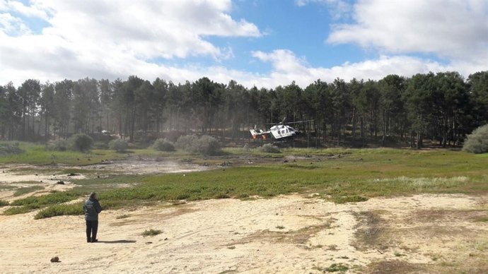Imagen del helicóptero que buscan al joven desaparecido