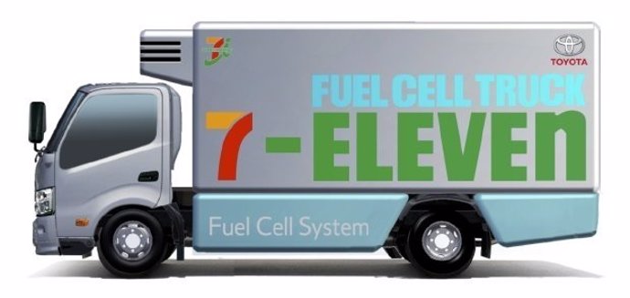 Camión de pila de combustible de hidrógeno, Toyota y Eleven
