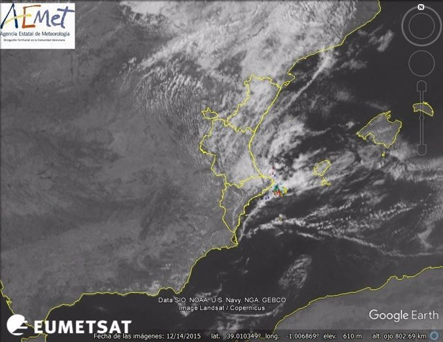 Imagen satélite sobre la Marina Alta