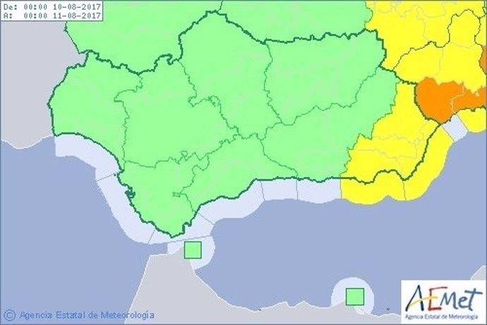 Aviso amarillo por tormentas y fenómenos costeros en la provincia de Almería