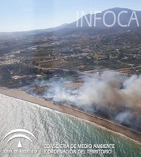 Estabilizado el incendio declarado en el paraje río Velerín de Estepona