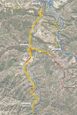 Mapa de la zona d'actuació de les obres en la C-55 i la C-58